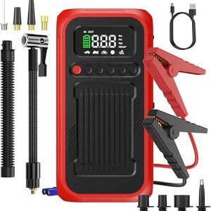 Jump Starter with Tire Inflator, 12V Portable Jump Box with 150 PSI Digital Air Compressor