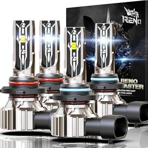 RENO 9005 9006 Bulb Combo, 9005 9006 Fog Bulbs 6500K White